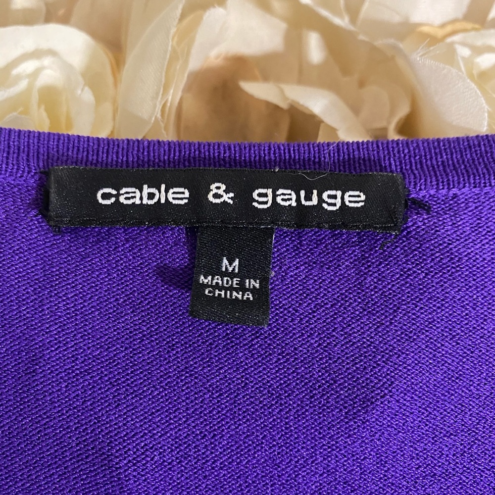 Like New!! Cable & Gauge vibrant purple button Sweater - Picture 3 of 4